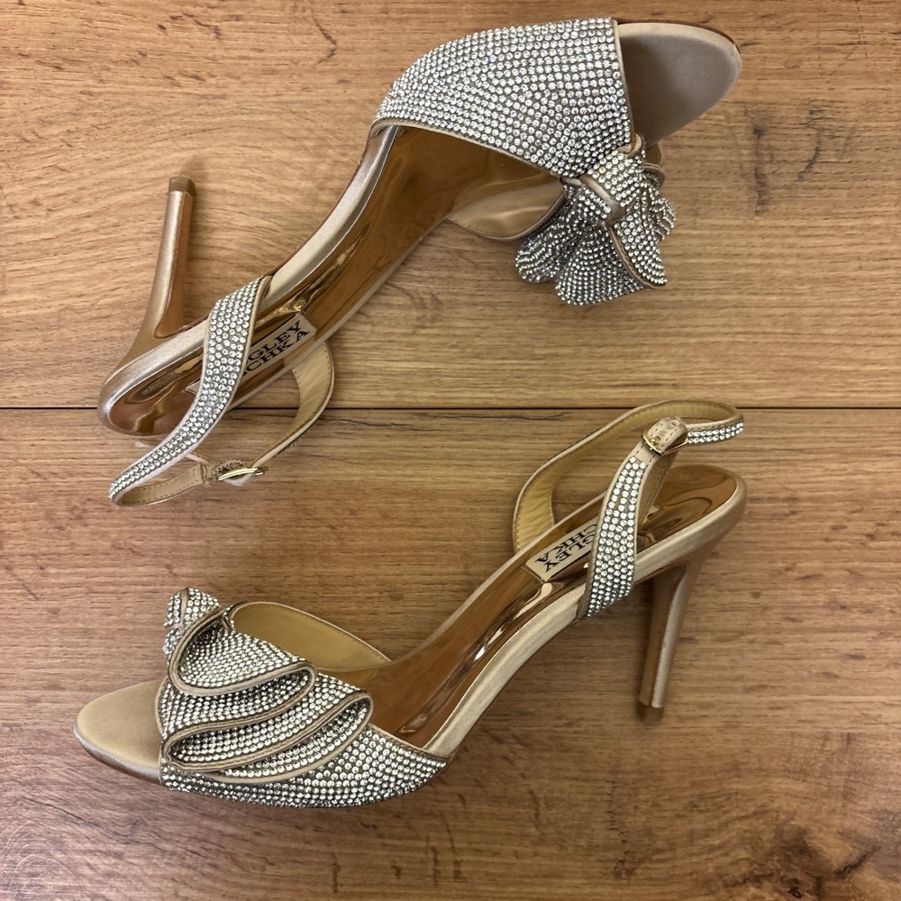 BADGLEY MISCHKA Rennie Statement Stiletto Heel Nude Women Size 6.5 Formal Party - Picture 10 of 14